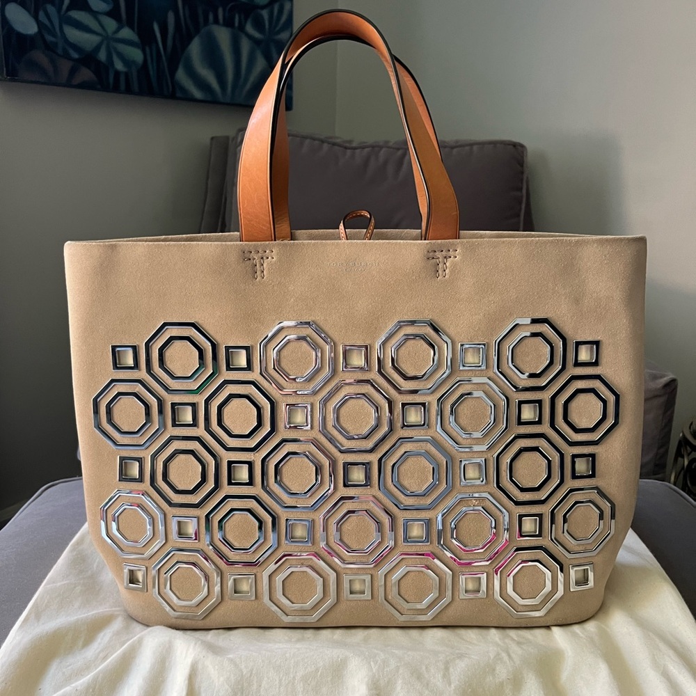 RARE!- Tory Burch Octagon collab w Designer David Hicks geometric patterns
